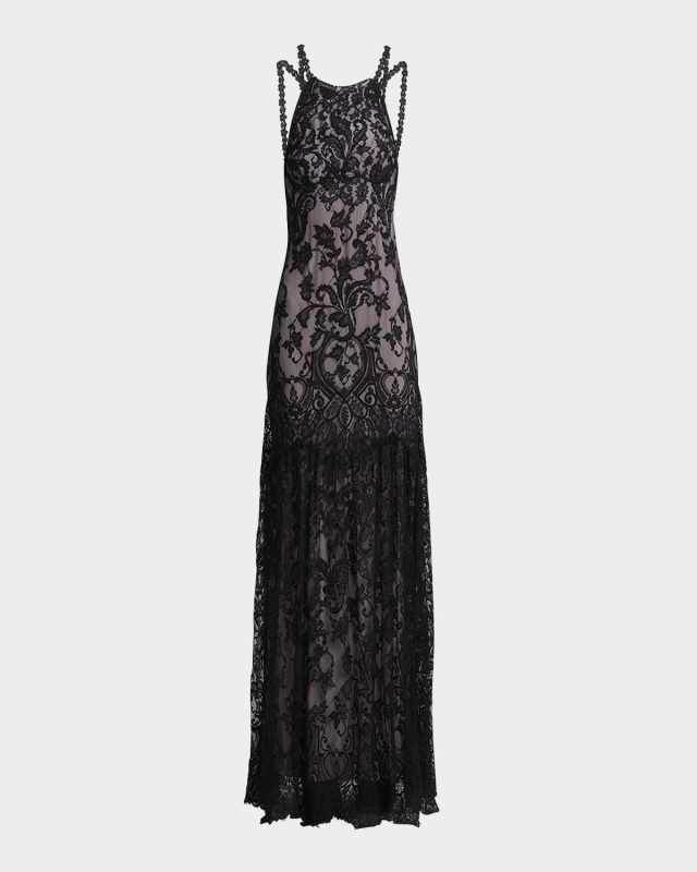 Strappy Lace Trumpet Gown
